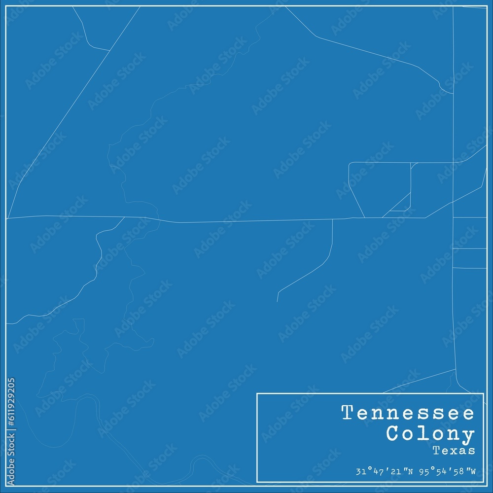 Blueprint US city map of Tennessee Colony, Texas. Blueprint US city map of Tennessee Colony, Texas.