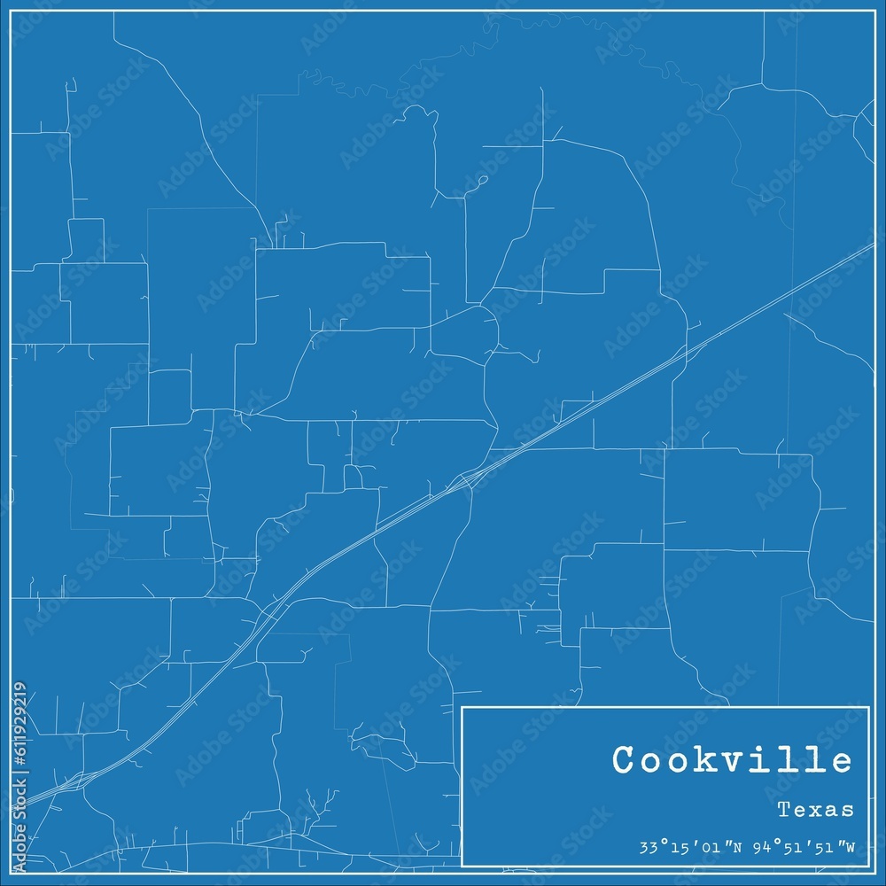 Obraz premium Blueprint US city map of Cookville, Texas.