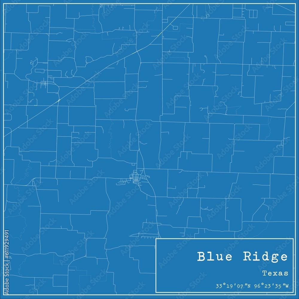 Blueprint US city map of Blue Ridge, Texas. Blueprint US city map of Blue Ridge, Texas.