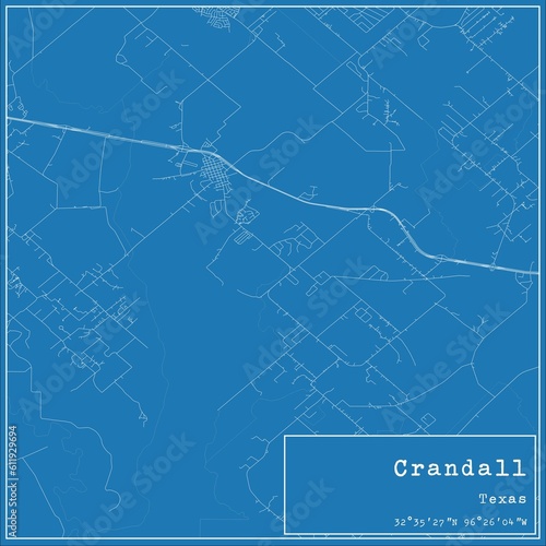 Blueprint US city map of Crandall, Texas. photo