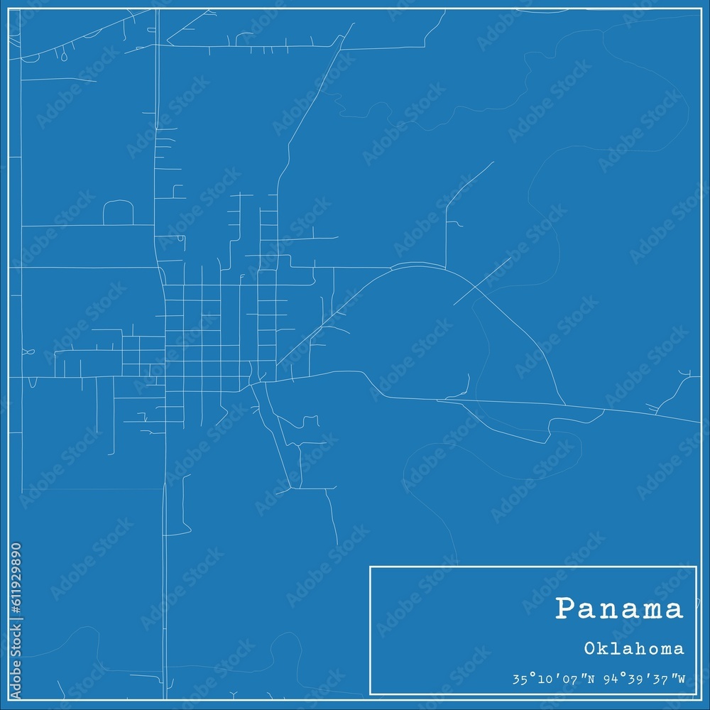 Fototapeta premium Blueprint US city map of Panama, Oklahoma.