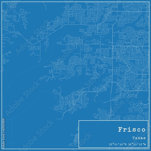 Blueprint US city map of Frisco, Texas. photo