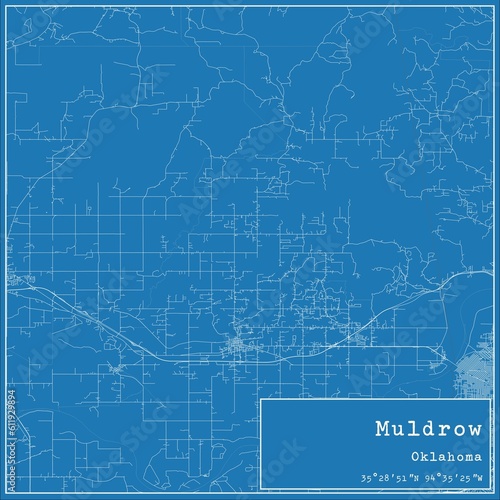 Wallpaper Mural Blueprint US city map of Muldrow, Oklahoma. Torontodigital.ca