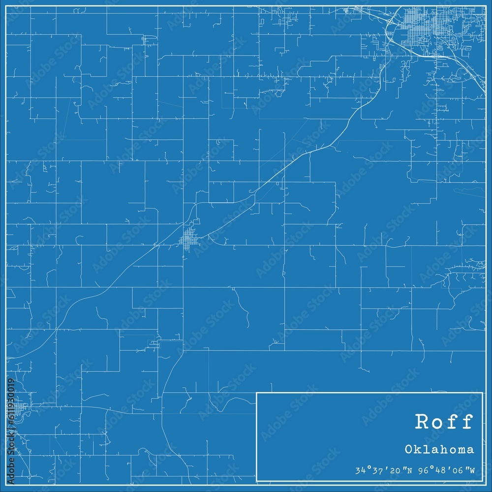Blueprint US city map of Roff, Oklahoma. Blueprint US city map of Roff, Oklahoma.