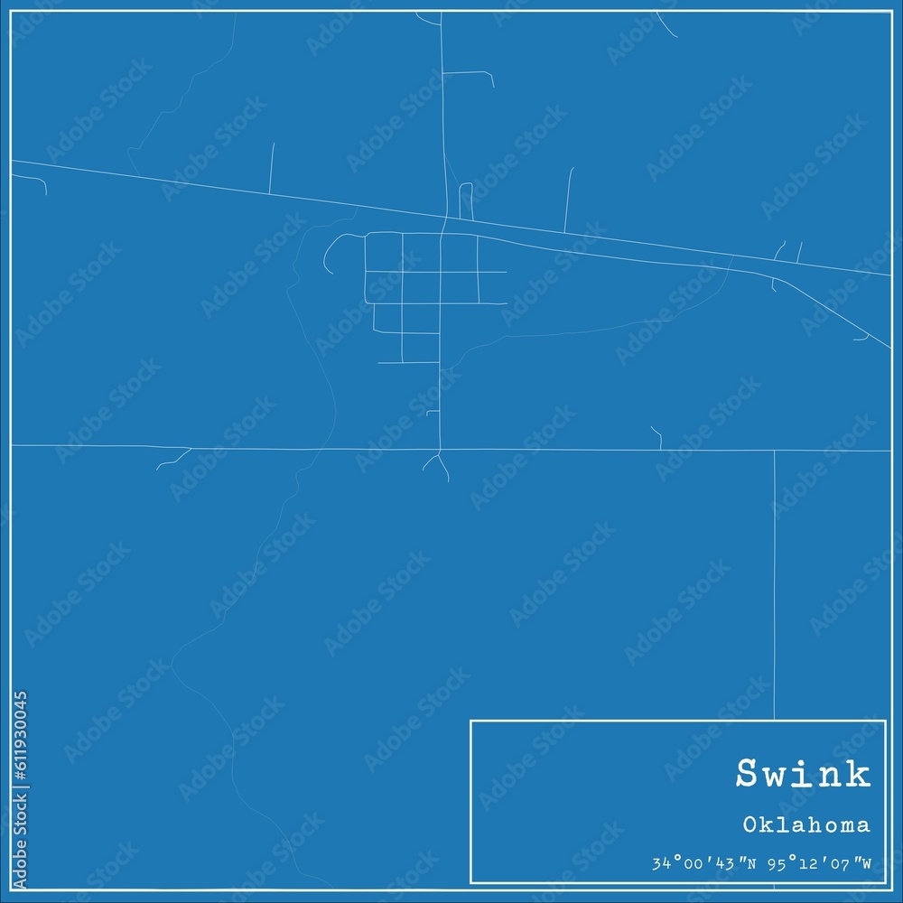 Fototapeta premium Blueprint US city map of Swink, Oklahoma.