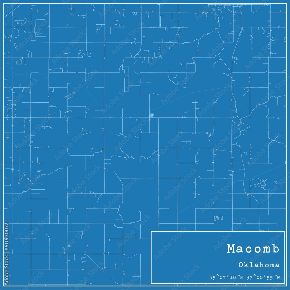 Blueprint US city map of Macomb, Oklahoma. Blueprint US city map of Macomb, Oklahoma.