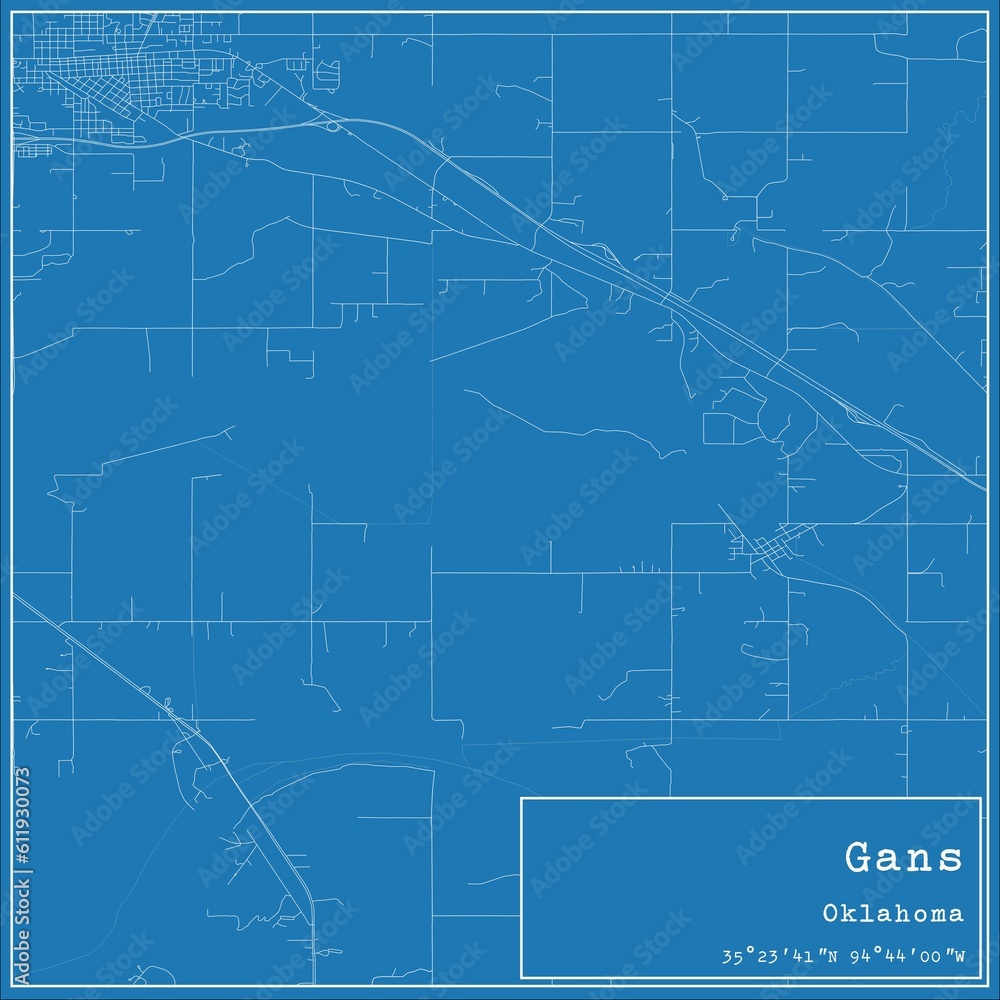 Blueprint US city map of Gans, Oklahoma. Blueprint US city map of Gans, Oklahoma.