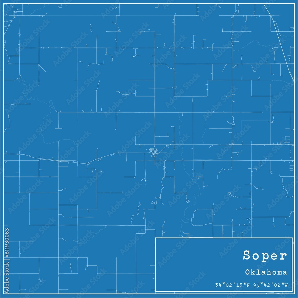 Blueprint US city map of Soper, Oklahoma. Blueprint US city map of Soper, Oklahoma.