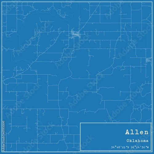 Blueprint US city map of Allen, Oklahoma. photo