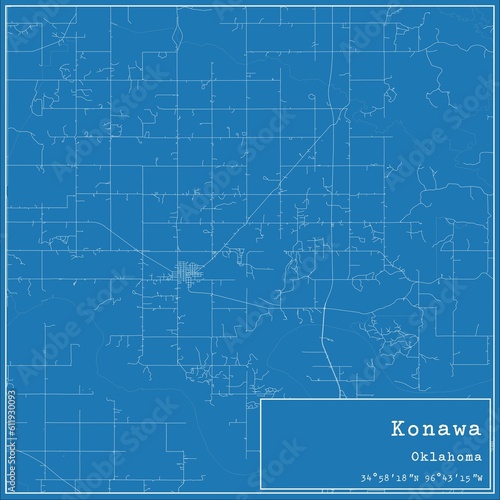 Wallpaper Mural Blueprint US city map of Konawa, Oklahoma. Torontodigital.ca