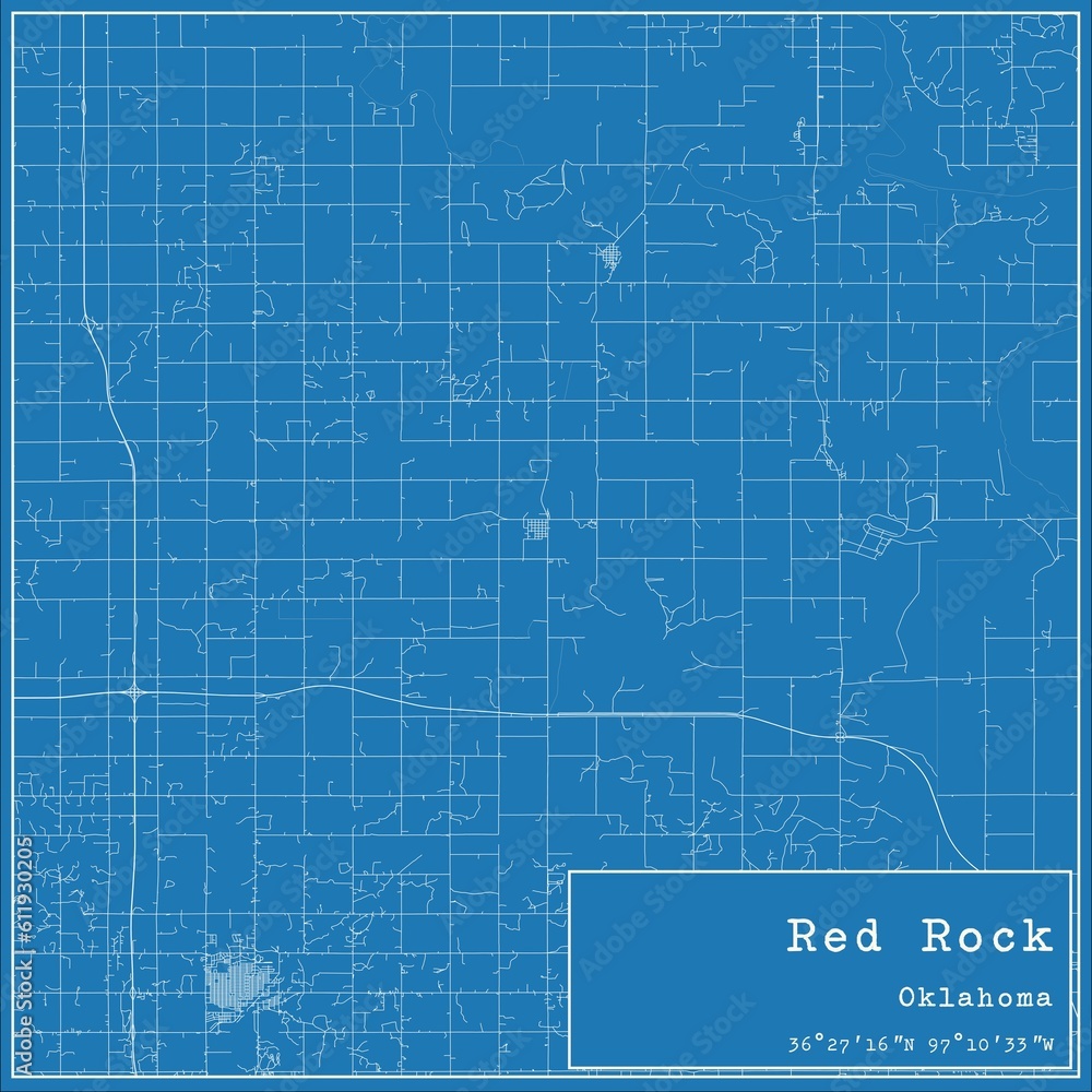 Blueprint US city map of Red Rock, Oklahoma. Blueprint US city map of Red Rock, Oklahoma.