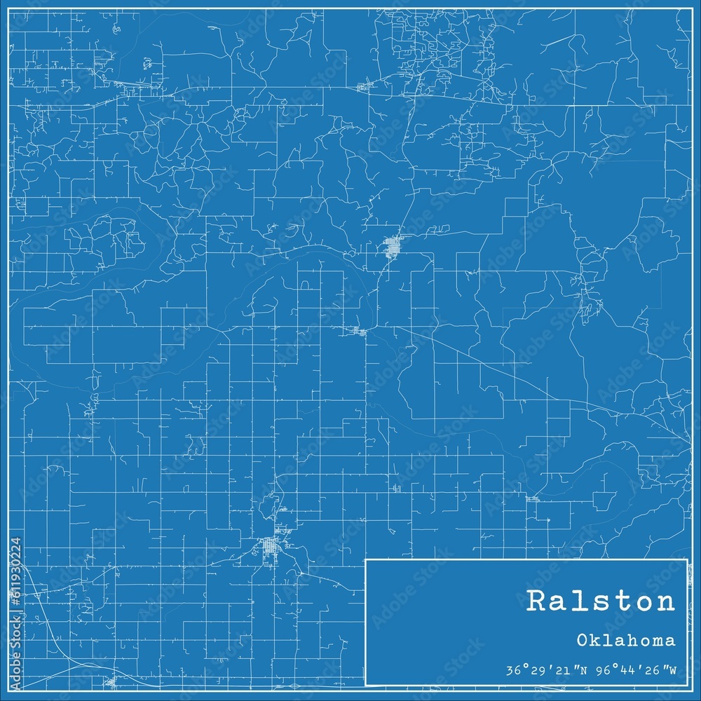 Blueprint US city map of Ralston, Oklahoma. Blueprint US city map of Ralston, Oklahoma.
