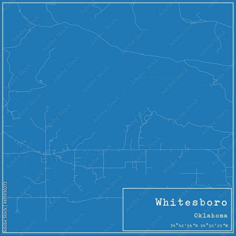 Fototapeta premium Blueprint US city map of Whitesboro, Oklahoma.