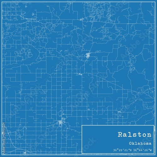Blueprint US city map of Ralston, Oklahoma. photo
