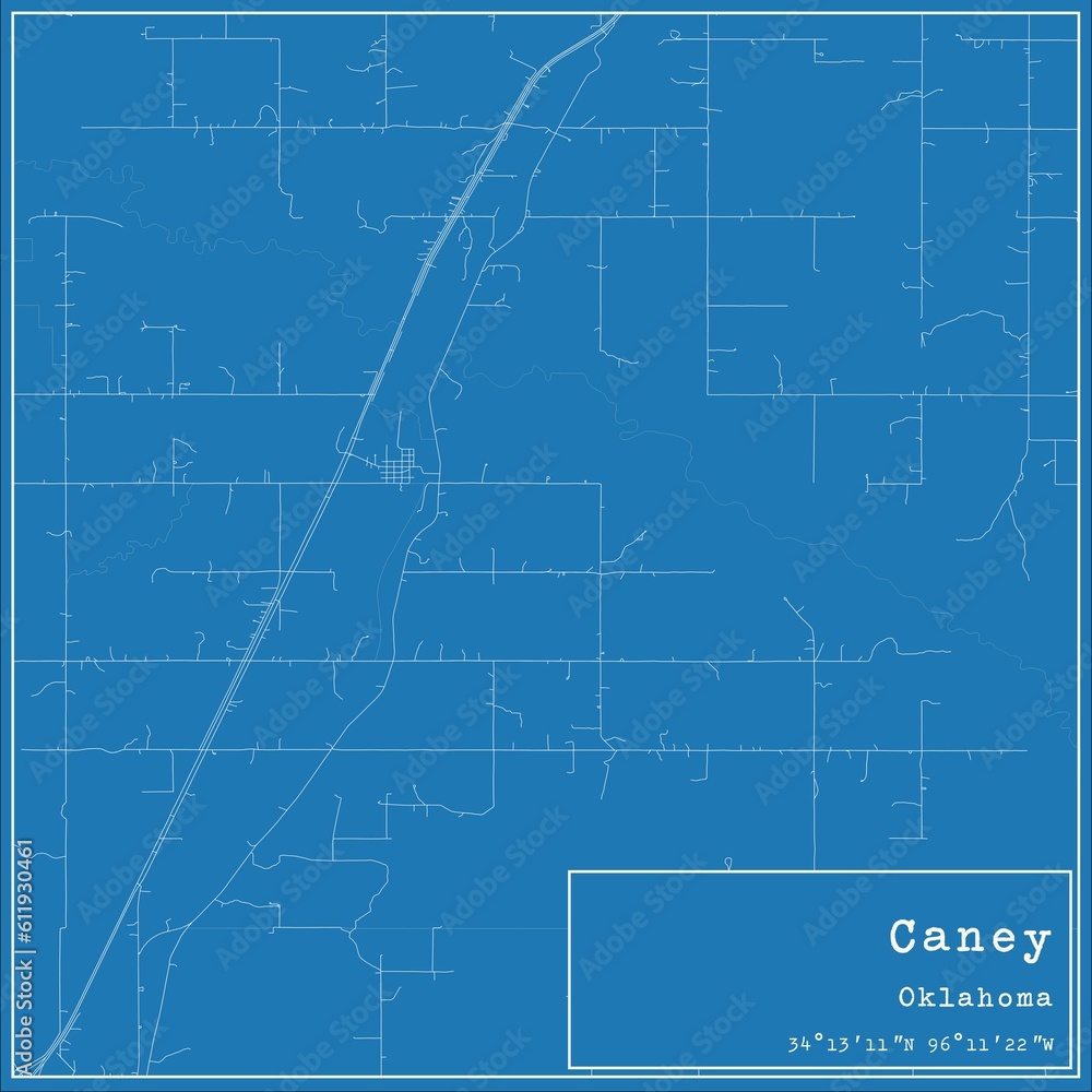 Blueprint US city map of Caney, Oklahoma.