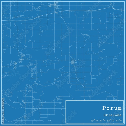 Wallpaper Mural Blueprint US city map of Porum, Oklahoma. Torontodigital.ca