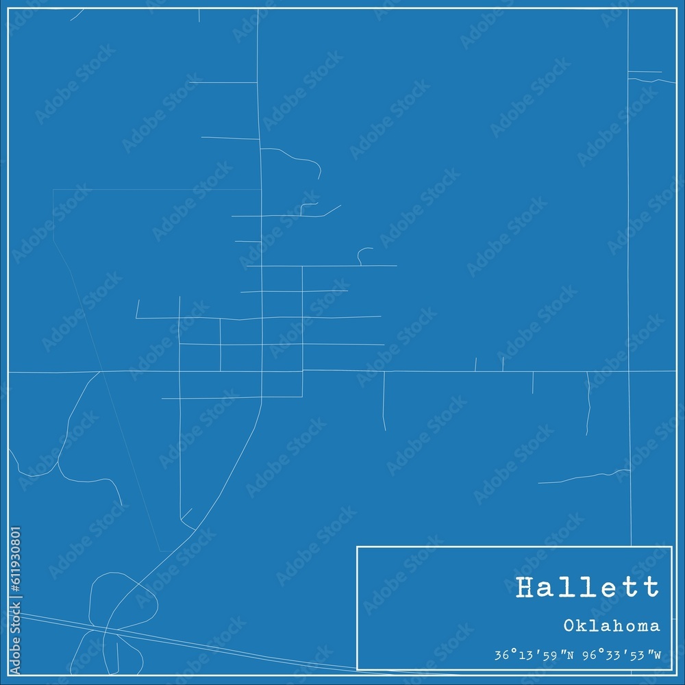 Blueprint US city map of Hallett, Oklahoma. Blueprint US city map of Hallett, Oklahoma.
