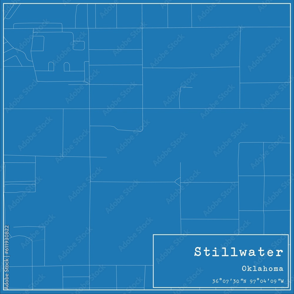 Blueprint US city map of Stillwater, Oklahoma. Blueprint US city map of Stillwater, Oklahoma.