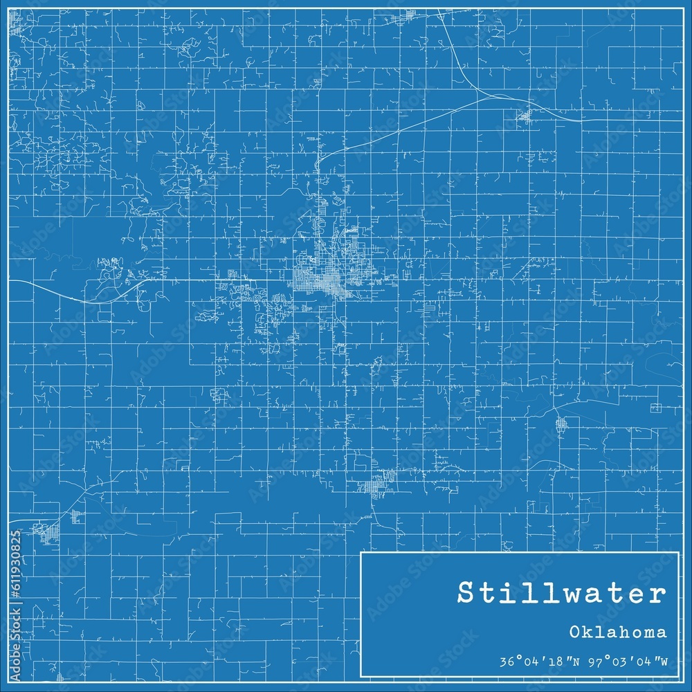 Blueprint US city map of Stillwater, Oklahoma. Blueprint US city map of Stillwater, Oklahoma.