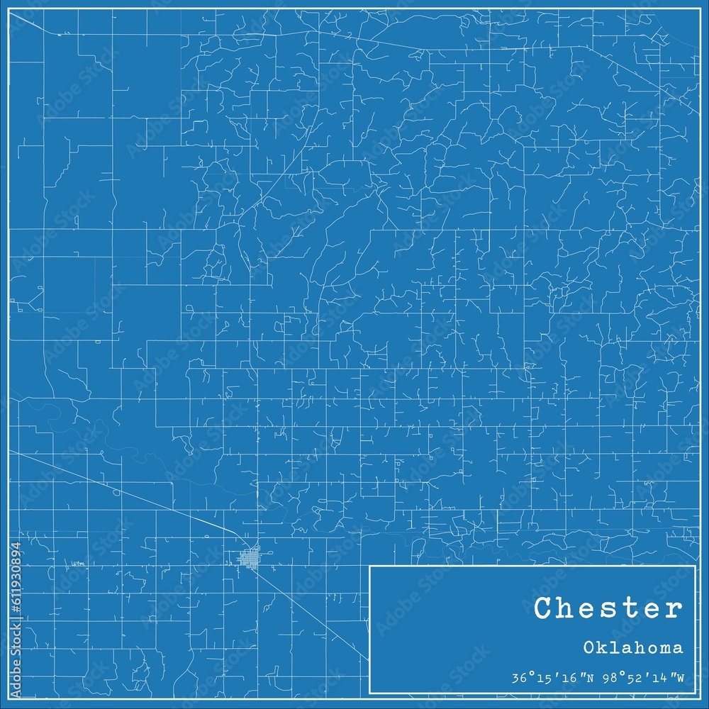 Blueprint US city map of Chester, Oklahoma. Blueprint US city map of Chester, Oklahoma.