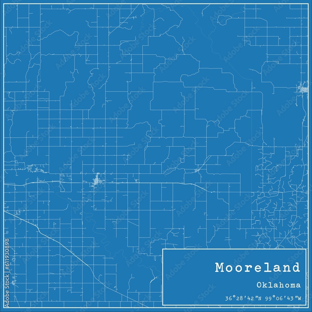 Blueprint US city map of Mooreland, Oklahoma. Blueprint US city map of Mooreland, Oklahoma.