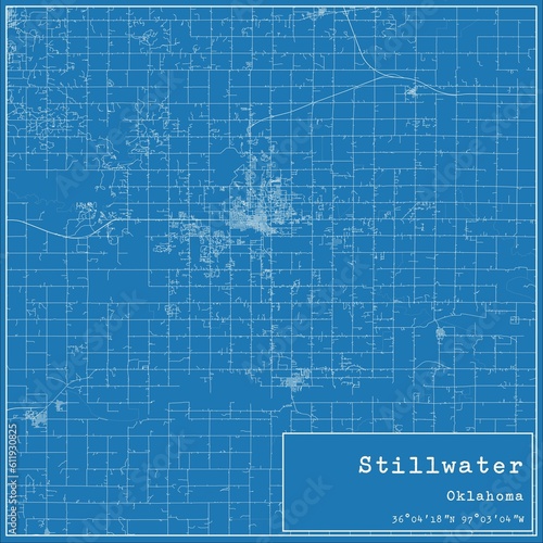 Blueprint US city map of Stillwater, Oklahoma. photo