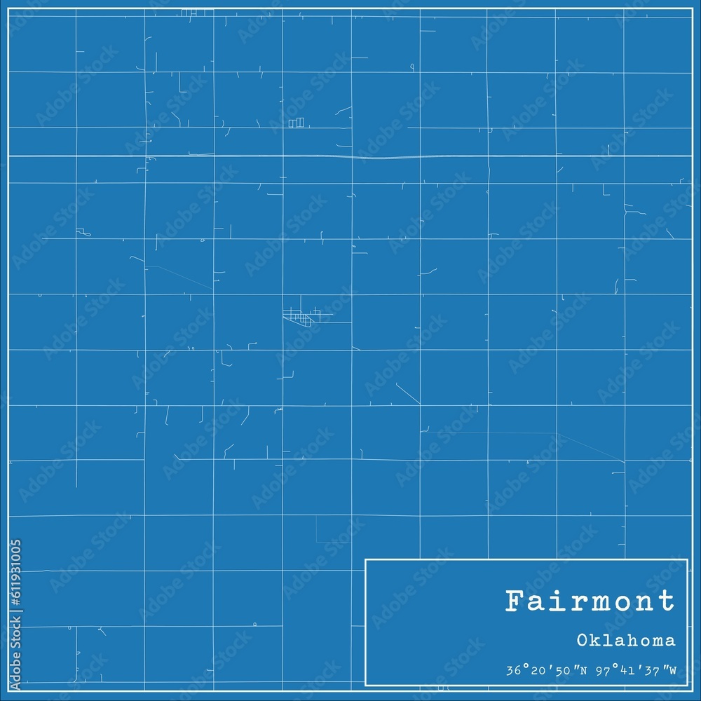 Blueprint US city map of Fairmont, Oklahoma. Blueprint US city map of Fairmont, Oklahoma.