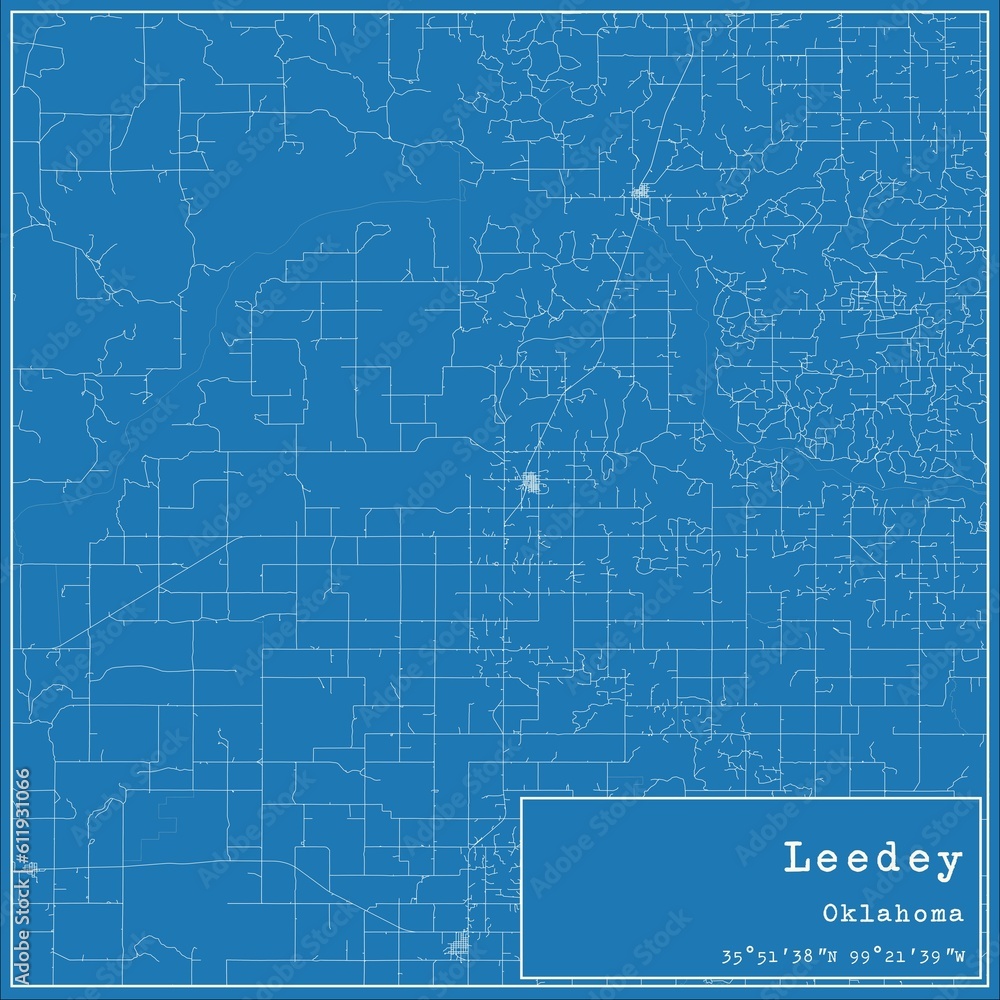 Blueprint US city map of Leedey, Oklahoma. Blueprint US city map of Leedey, Oklahoma.