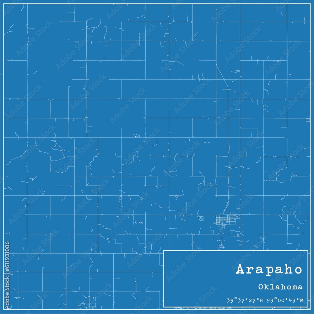 Fototapeta premium Blueprint US city map of Arapaho, Oklahoma.
