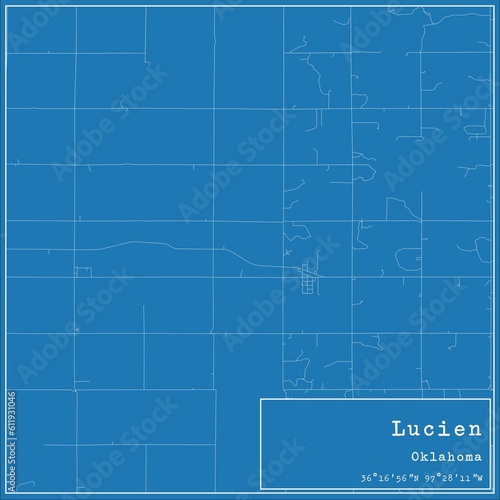 Φωτογραφία Blueprint US city map of Lucien, Oklahoma.