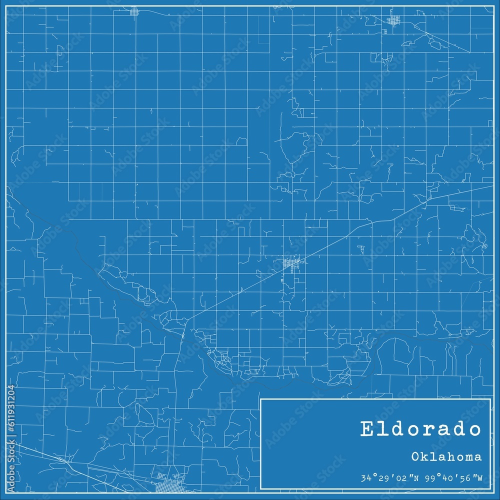Blueprint US city map of Eldorado, Oklahoma. Blueprint US city map of Eldorado, Oklahoma.