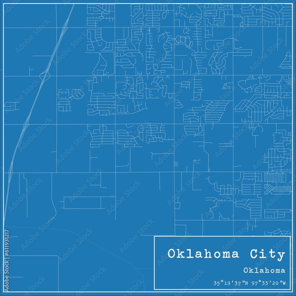 Blueprint US city map of Oklahoma City, Oklahoma. Blueprint US city map of Oklahoma City, Oklahoma.
