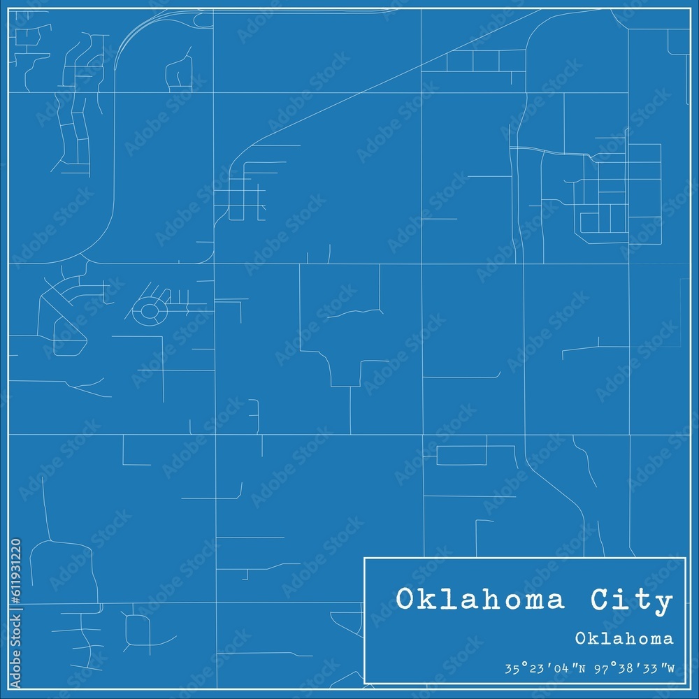 Blueprint US city map of Oklahoma City, Oklahoma. Blueprint US city map of Oklahoma City, Oklahoma.