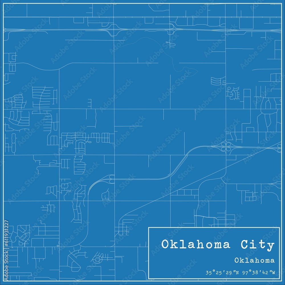 Naklejka premium Blueprint US city map of Oklahoma City, Oklahoma.