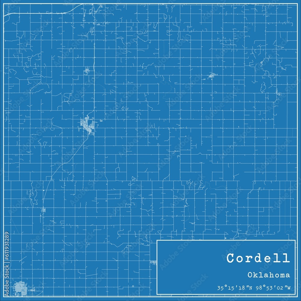 Blueprint US city map of Cordell, Oklahoma. Blueprint US city map of Cordell, Oklahoma.