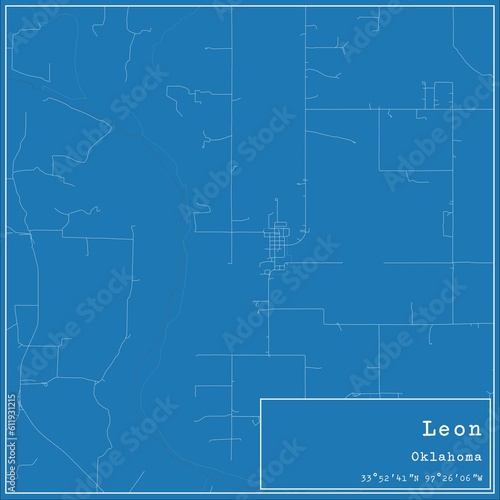 Blueprint US city map of Leon, Oklahoma. photo