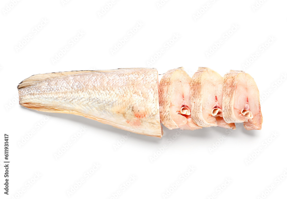 Raw cut codfish isolated on white background Raw cut codfish isolated on white background