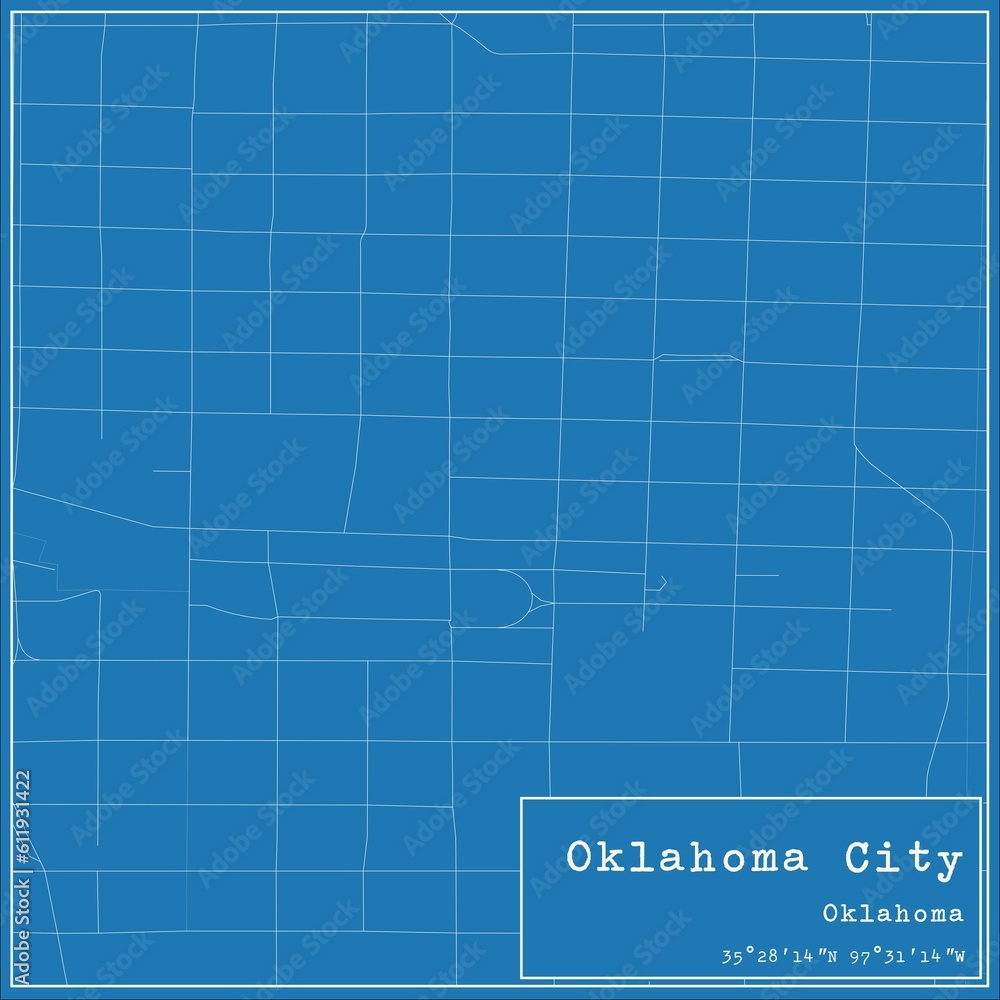 Blueprint US city map of Oklahoma City, Oklahoma. Blueprint US city map of Oklahoma City, Oklahoma.