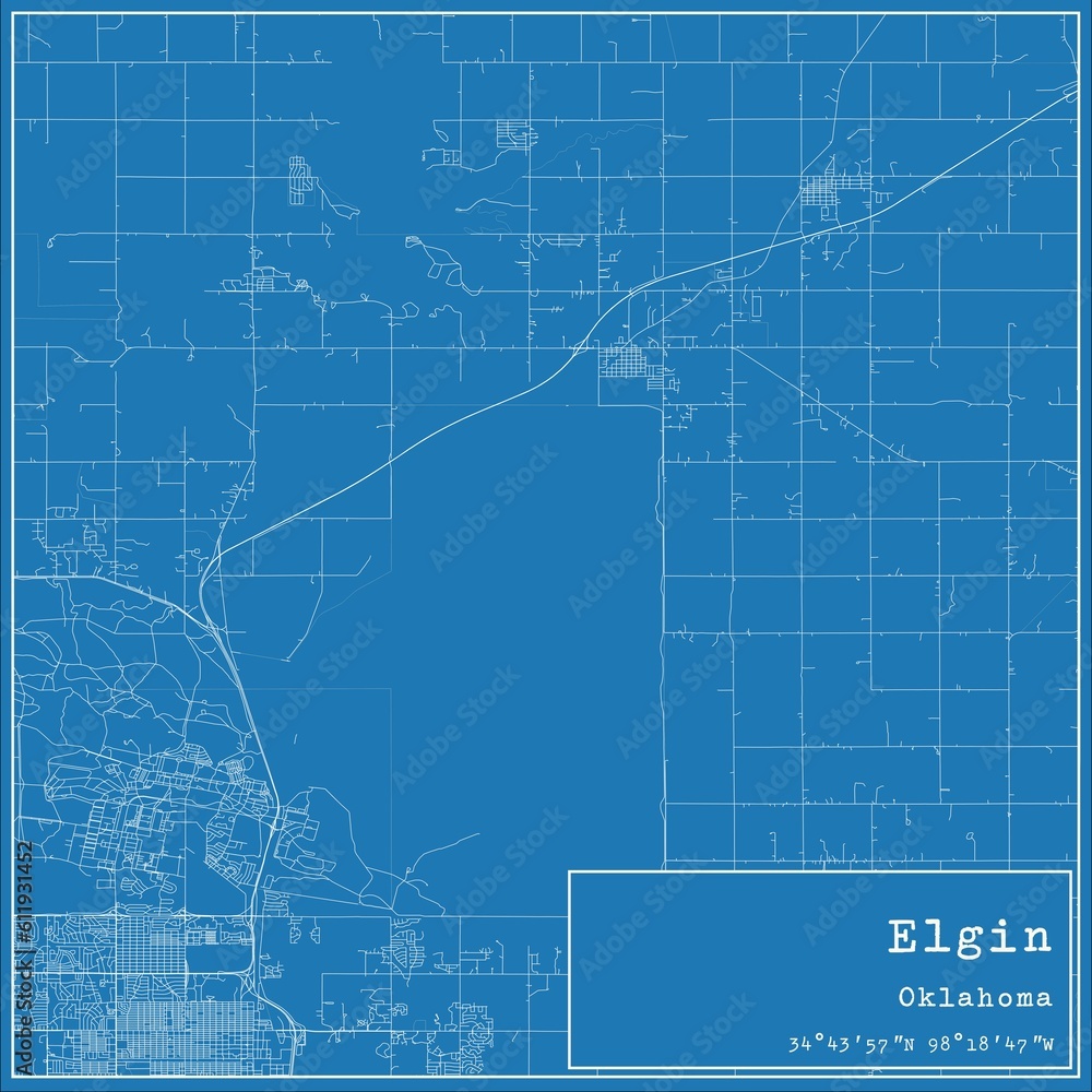 Blueprint US city map of Elgin, Oklahoma. Blueprint US city map of Elgin, Oklahoma.