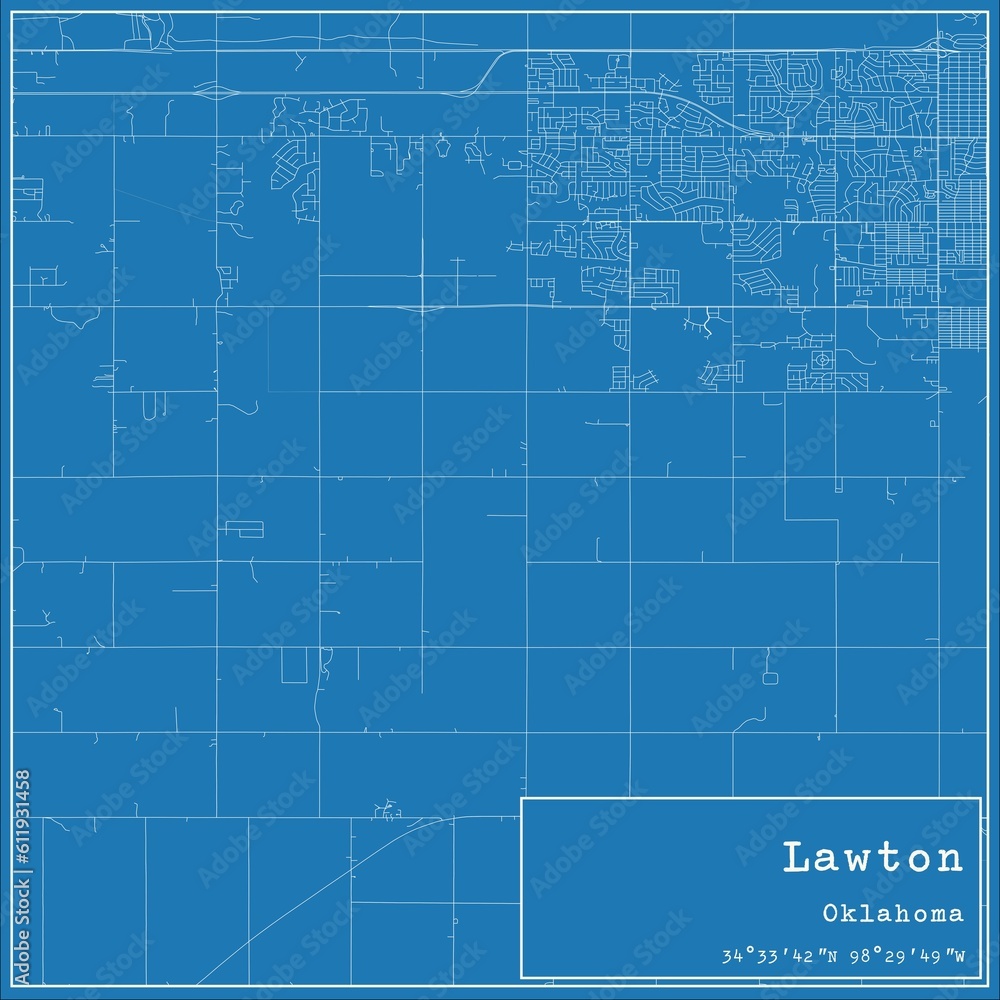 Blueprint US city map of Lawton, Oklahoma. Blueprint US city map of Lawton, Oklahoma.