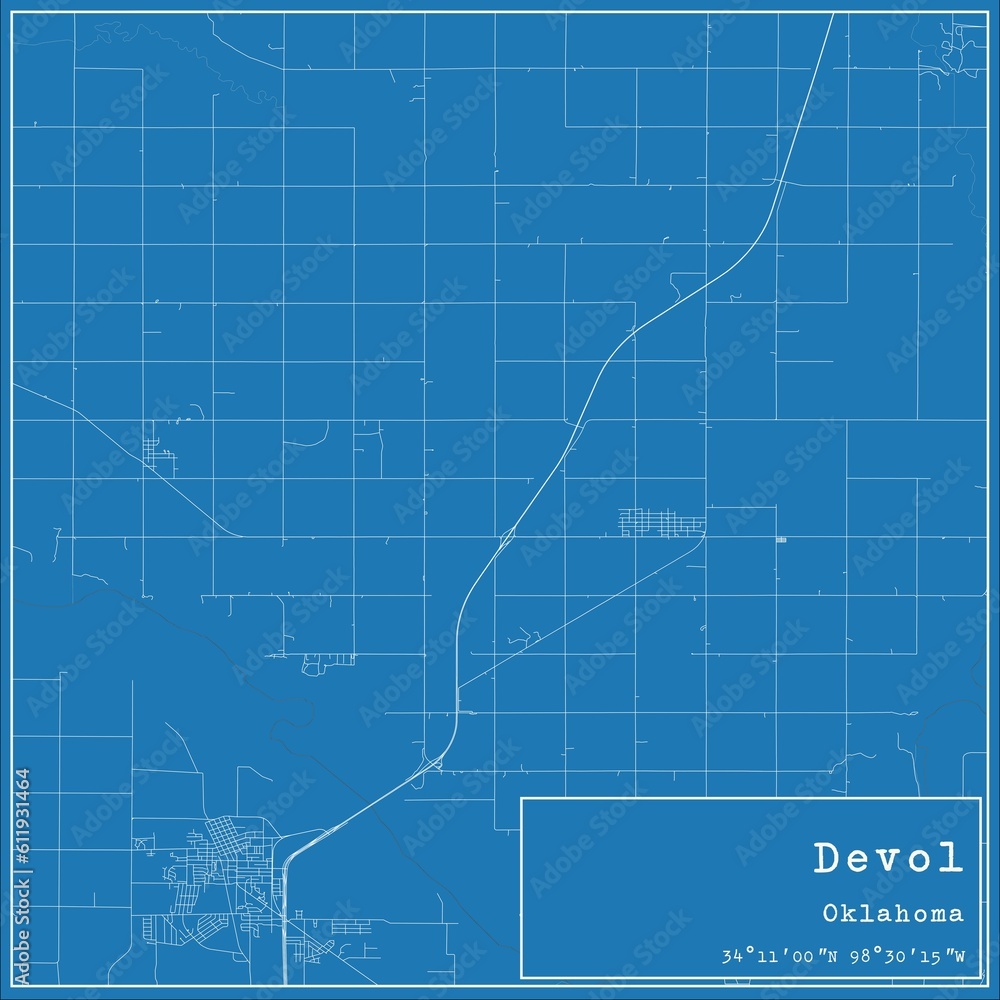 Blueprint US city map of Devol, Oklahoma. Blueprint US city map of Devol, Oklahoma.