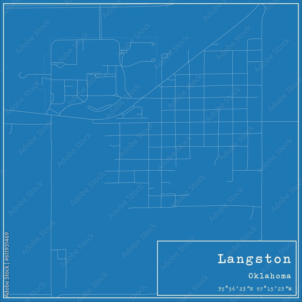 Blueprint US city map of Langston, Oklahoma. Blueprint US city map of Langston, Oklahoma.