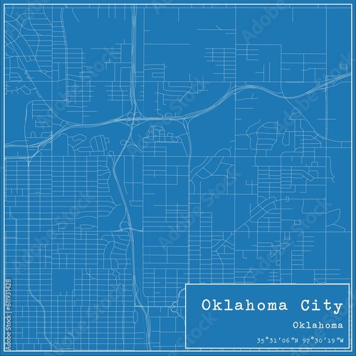 Obraz na płótnie Blueprint US city map of Oklahoma City, Oklahoma. w salonie