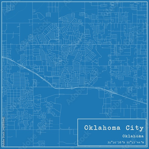 Blueprint US city map of Oklahoma City, Oklahoma.