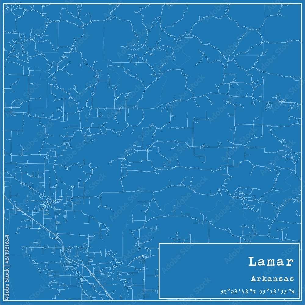 Fototapeta premium Blueprint US city map of Lamar, Arkansas.