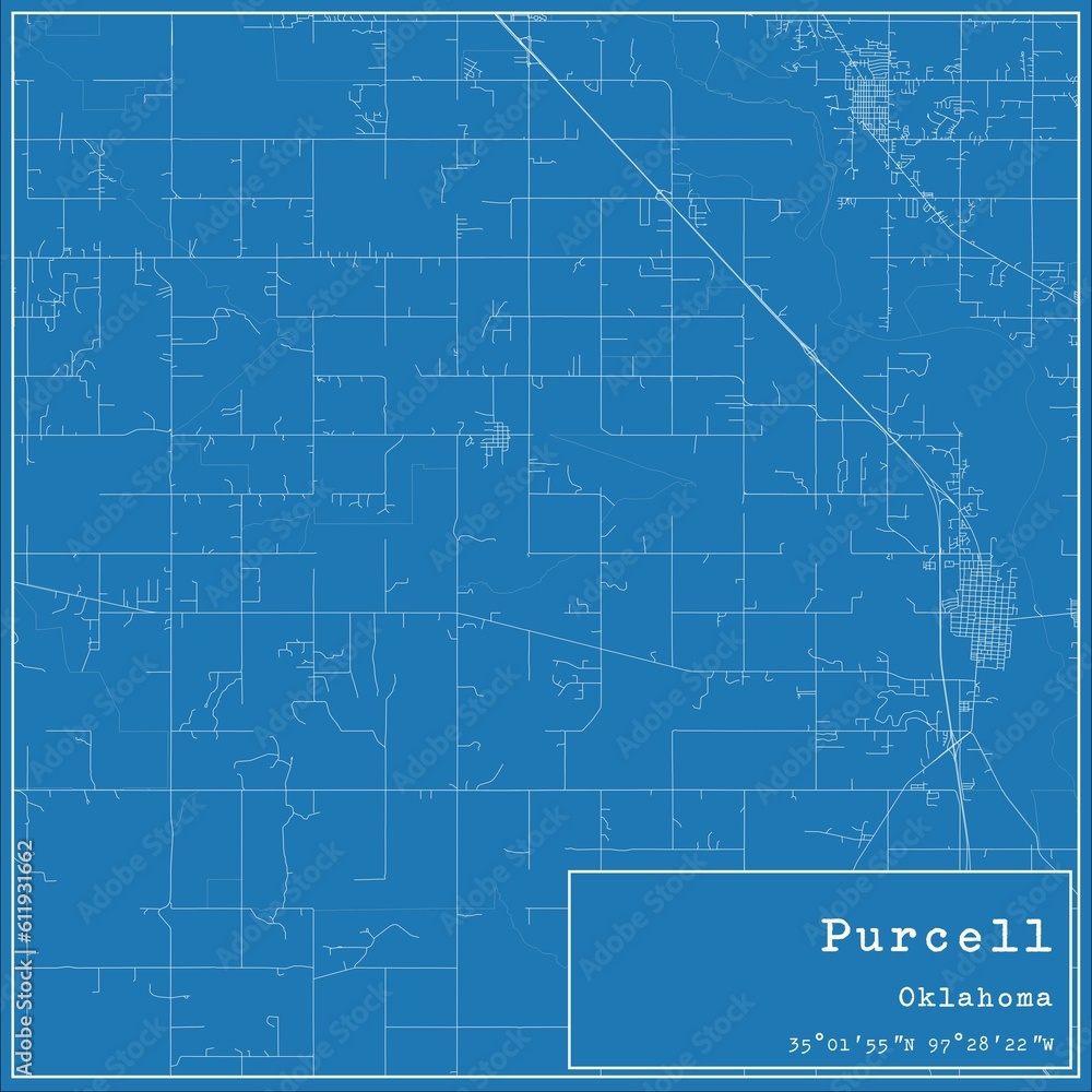 Blueprint US city map of Purcell, Oklahoma. Blueprint US city map of Purcell, Oklahoma.