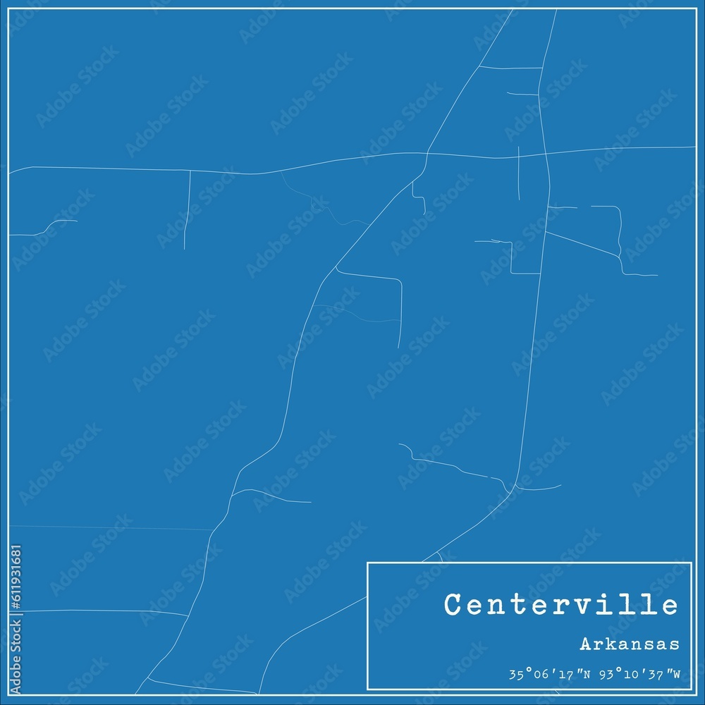 Fototapeta premium Blueprint US city map of Centerville, Arkansas.