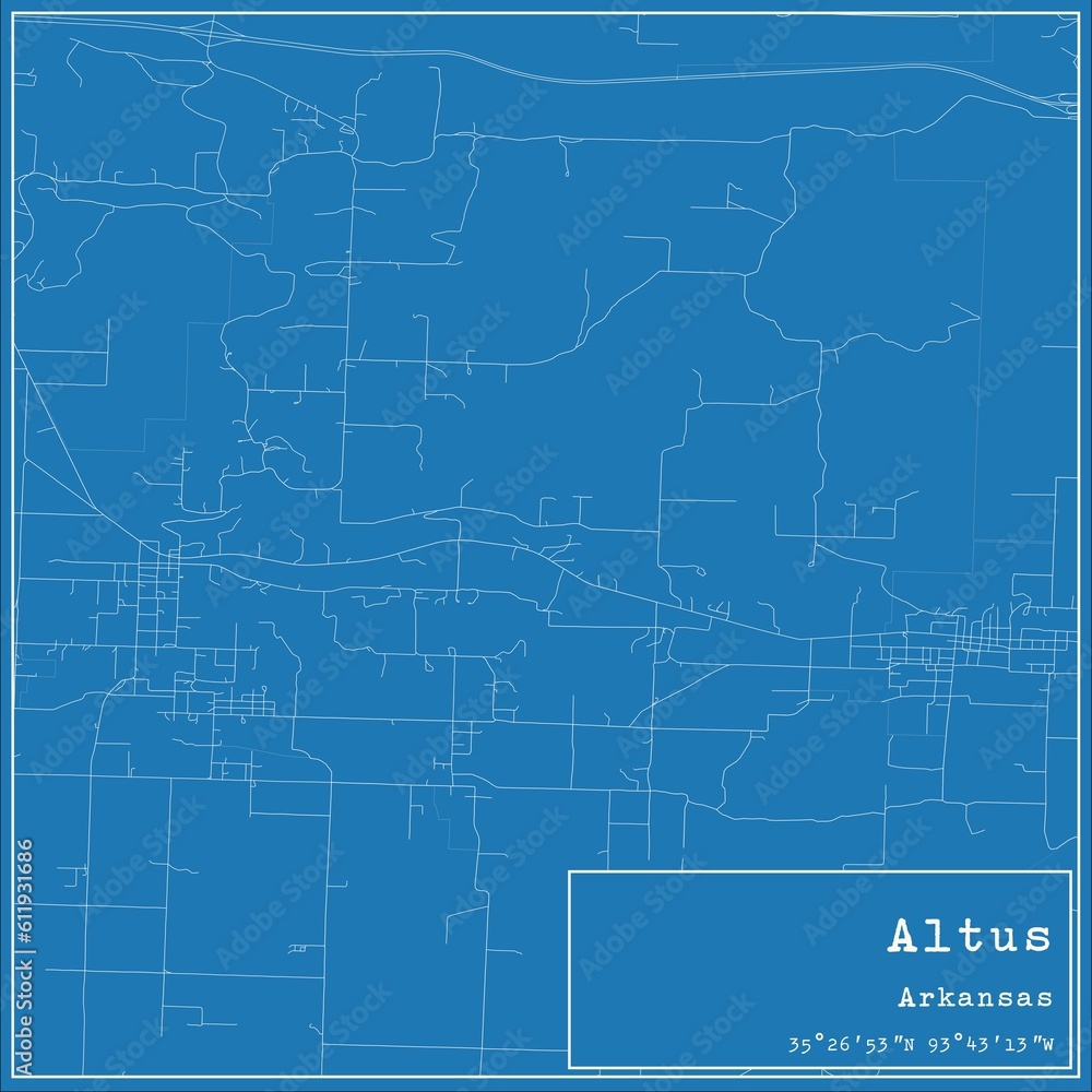 Obraz premium Blueprint US city map of Altus, Arkansas.