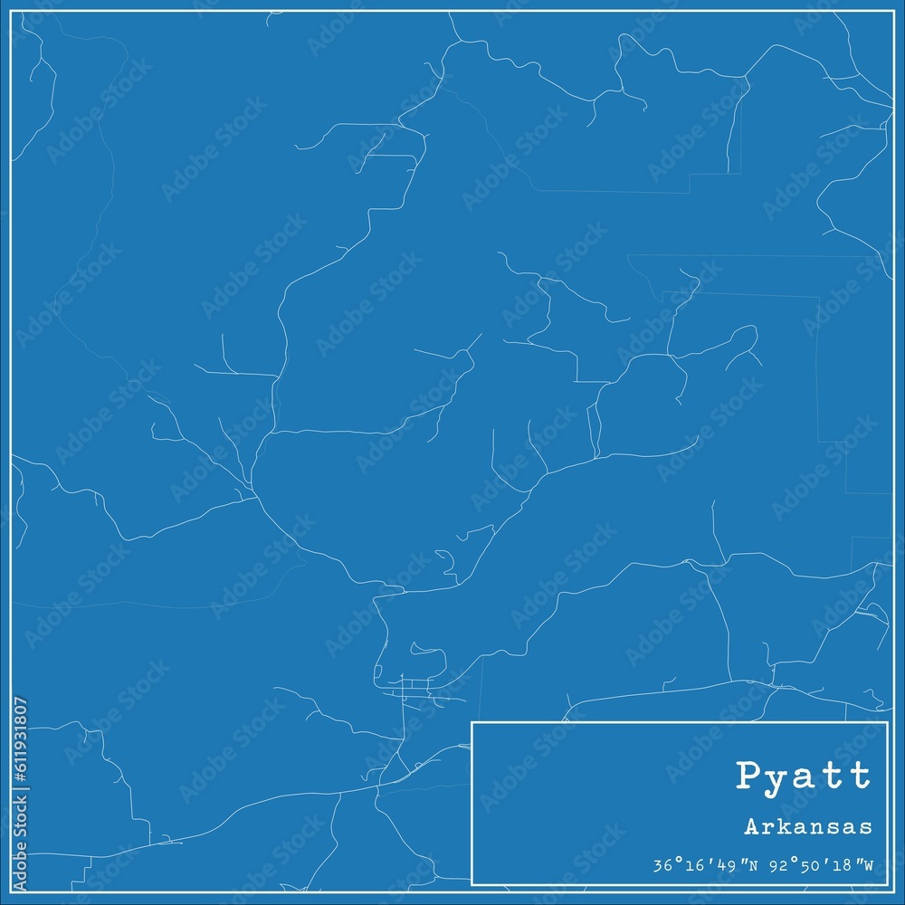 Blueprint US city map of Pyatt, Arkansas. Blueprint US city map of Pyatt, Arkansas.