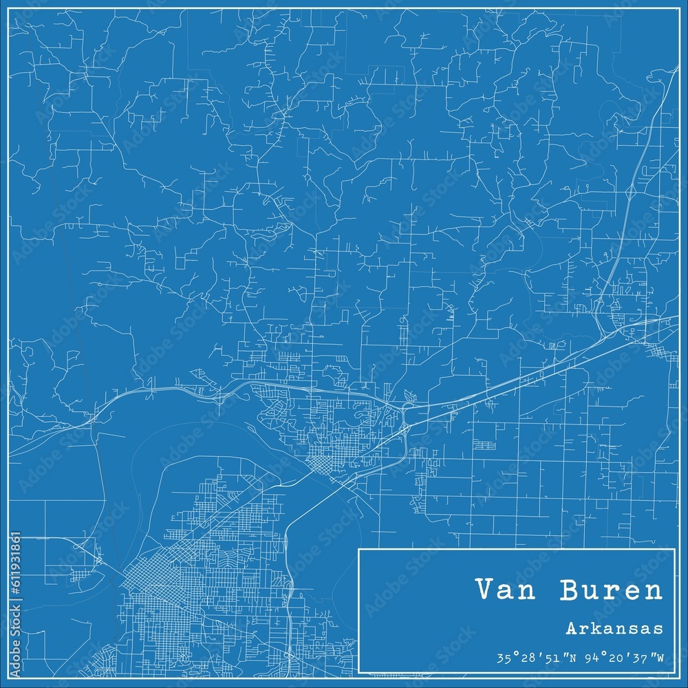 Blueprint US city map of Van Buren, Arkansas. Blueprint US city map of Van Buren, Arkansas.